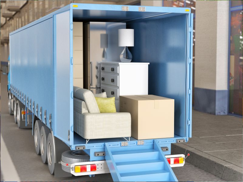 How do movers pack furniture in the truck before moving it?